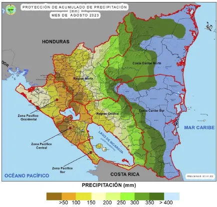 mapa nicaragua, ineter, clima