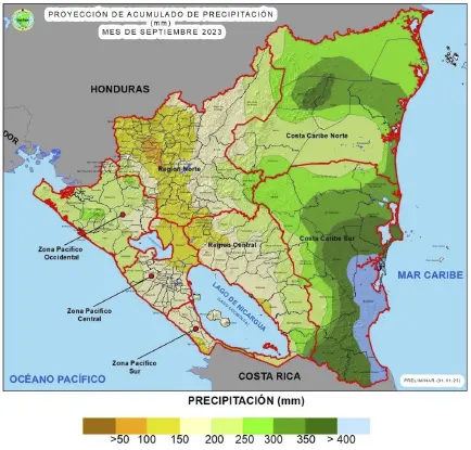 mapa nicaragua, ineter, clima