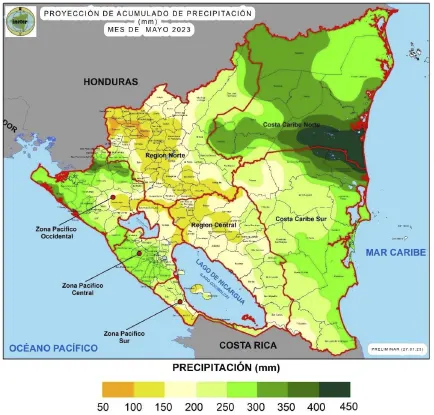 mapa nicaragua, ineter, clima