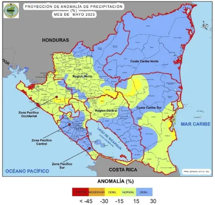 mapa nicaragua, ineter, clima