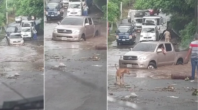 video viral, nindiri, veracruz, nicaragua, cauce, irresponsabilidad al volante, lluvias, inundaciones,