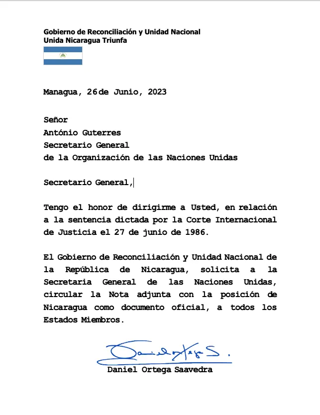 gobierno, nicaragua, organización naciones unidas, onu, estados unidos, indemnización, mensaje, pago, deuda