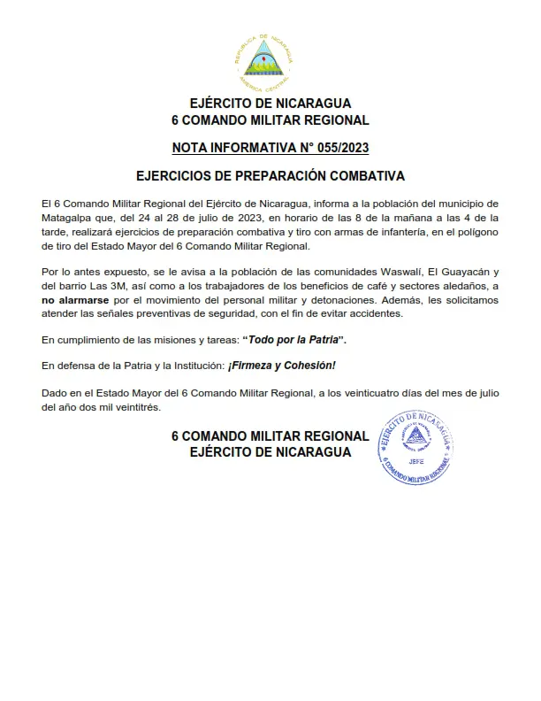 ejercito de nicaragua, matagalpa, ejercicio, infanteria