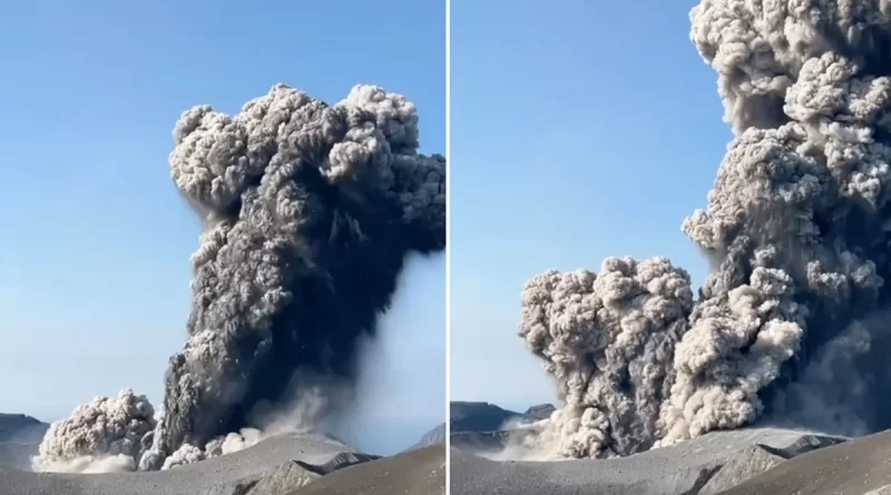 volcán, erupcion, islas kuriles, rusia