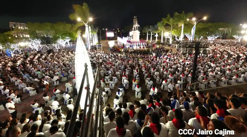 revolucion sandionista, nicaragua, frente sandinista, 44 aniversario, daniel ortega, rosario murillo, managua, plaza soberania,