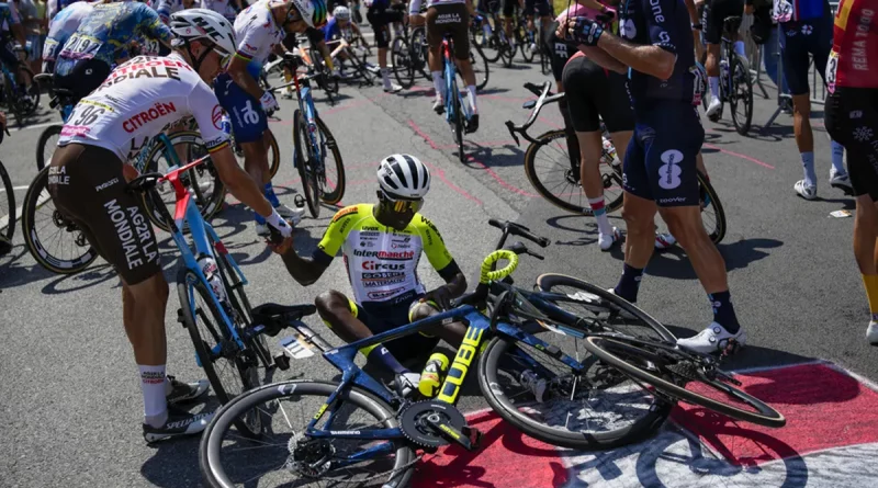 francia, accidente, ciclista, tour, selfie, foto, choque