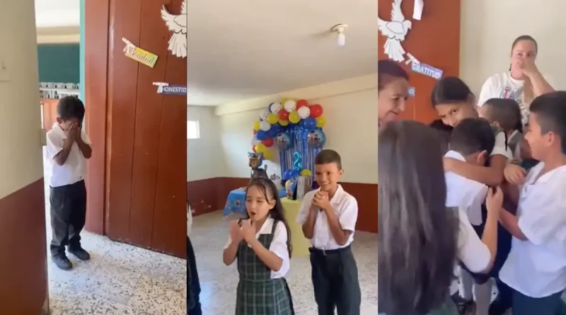maestra, alumnos, niño, celebran, cumpleaños, inolvidable, primer celebración, viral , redes, festeja, primera vez, llora, emociona,