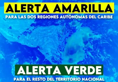 alerta amarilla, alerta verde, costa caribe, sinapred, nicaragua, lluvias, ineter, depresion tropical,