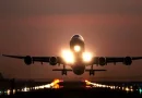 avion, ala, luces, aeropuerto, despegando, aterrizando, pista, cielo, atardecer, pasajero, nueva orleans,