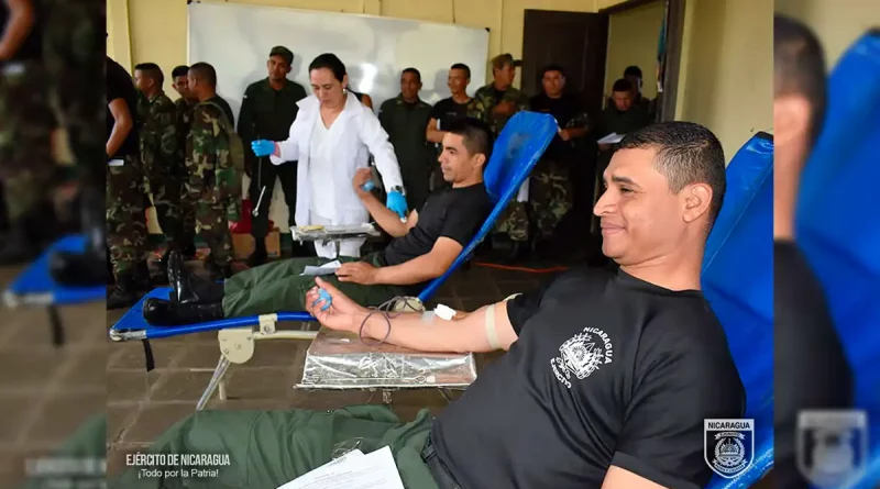 ejercito, nicaragua, jornada de donacion de sangre, donacion voluntaria, efectivo militar, militares, enfermera, medico,