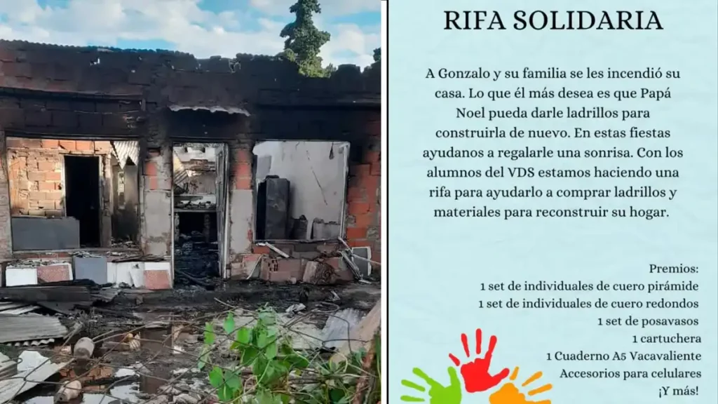 niño, carta, santa, ladrillos, casa, reconstruir, incendio, conmueve, escombros, rifa, 