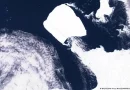 iceberg, hielo, antartida, deshielo, oceano, imagen satelite, movimiento, atlantico sur,