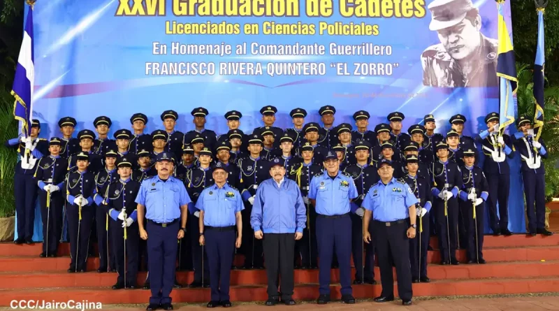 presidente de nicaragua, universidad de ciencias policiales, leonel rugama, rosario murillo, cadetes, promocion de cadetes,