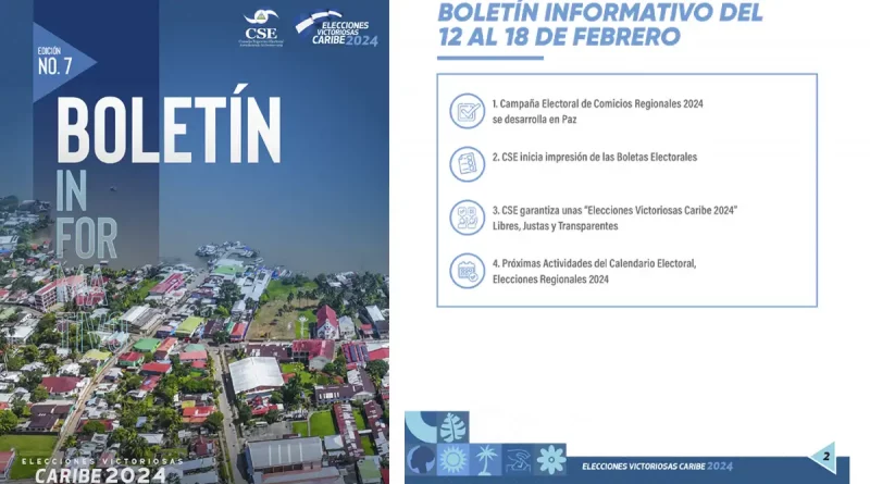 nicaragua, consejo supremo electoral, boletín informativo, costa caribe norte