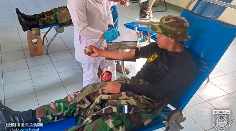 efectivo del ejército, donación de sangre, voluntaria, nicaragua,