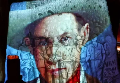 augusto c. sandino, video mapping, juventud sandinista 19 de julio, managua, nicaragua