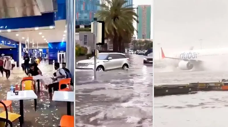 inundaciones, fuertes lluvias, Emiratos Árabes, Dubái, caos, fenómeno climático, últimos 75 años,