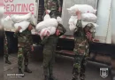 sacos, paquetes alimenticios, Ejército de Nicaragua, descarga, San Carlos, emergencia social, descargó,