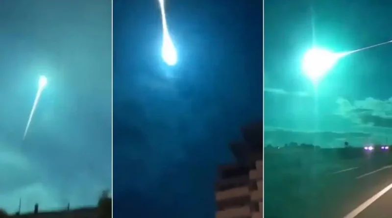 meteorito, cielo nocturno, ilumina, España, Portugal, redes, videos, luz verde, deslumbrante bola,