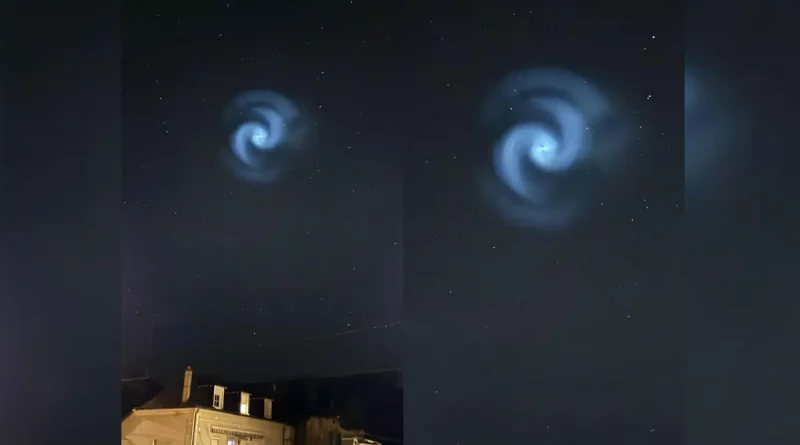 espiral azul, formación, cielo, Europa, reportan, explicación, causa, misterio,