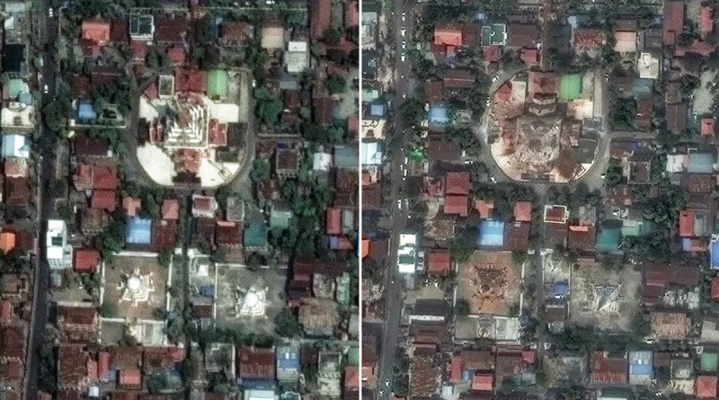 imagenes, satelitales, muestran, impactante, destruccion, dejo, terremoto, myanmar, sacudio, asiatico, catalogado, sismo,