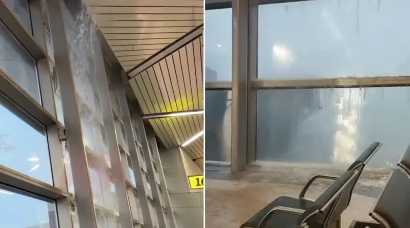 moscú, rusia, video, aeropuerto, lluvias,
