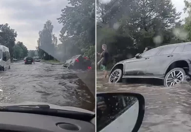 rusia, moscu, lluvias, coche, video,