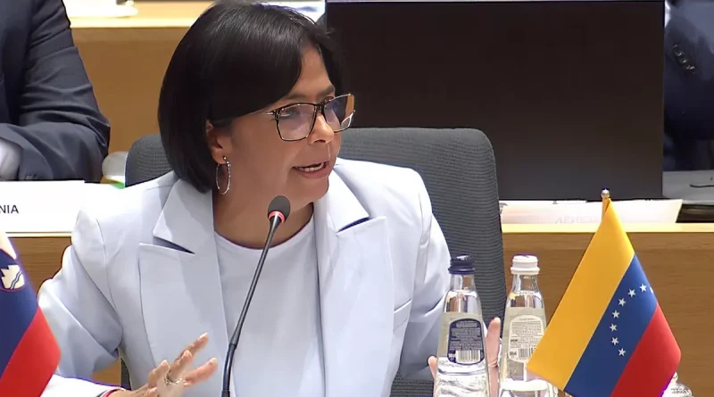 Delcy Rodríguez, vicepresidenta de Venezuela, Venezuela, arremete, narcotráfico, Estados Unidos, EE.UU., drogas, afirma, declara,