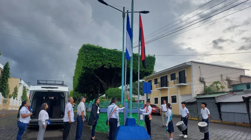todos san jacinto, juigalpa, chontales, nicaragua, banderas izadas nacionales, mined nicaragua