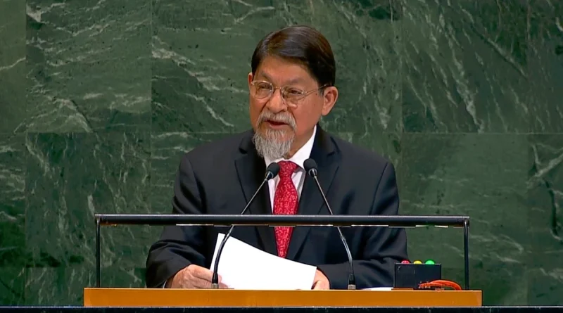respeto y paz, onu. nueva york, denis moncada, estados unidos, solidaridad y hermandad, nicaragua, 29 de septiembre de 2025, condena a israel, pueblo palestino