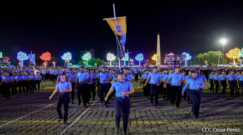 46 años de fundación, policia de nicaragua, prácticas generales, managua, acto central, desfile policial, nicaragua, servicio al pueblo