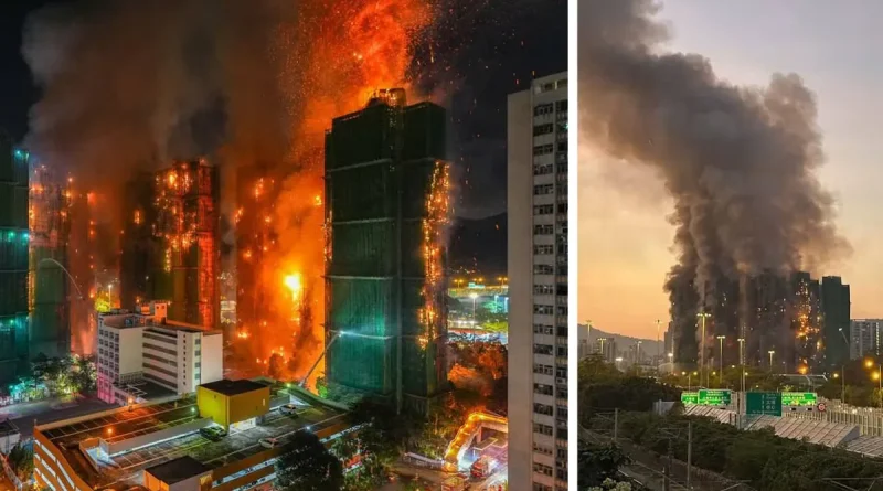 Hong Kong, incendio, edifico, China,