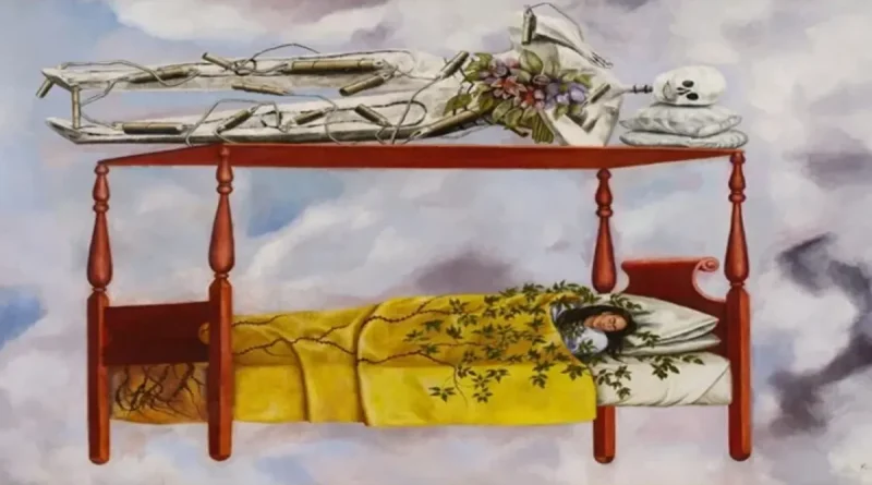 Frida Kahlo, pintura, El sueño, La cama, subasta, récord, obra más cara, realizada por una mujer, autorretrato, pintora mexicana,
