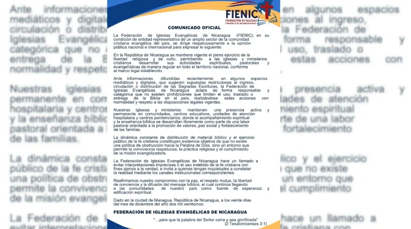 comunicado, iglesias, nicaragüa, gobierno sanindista, nicaragua, mentiras, informes, comunicados,