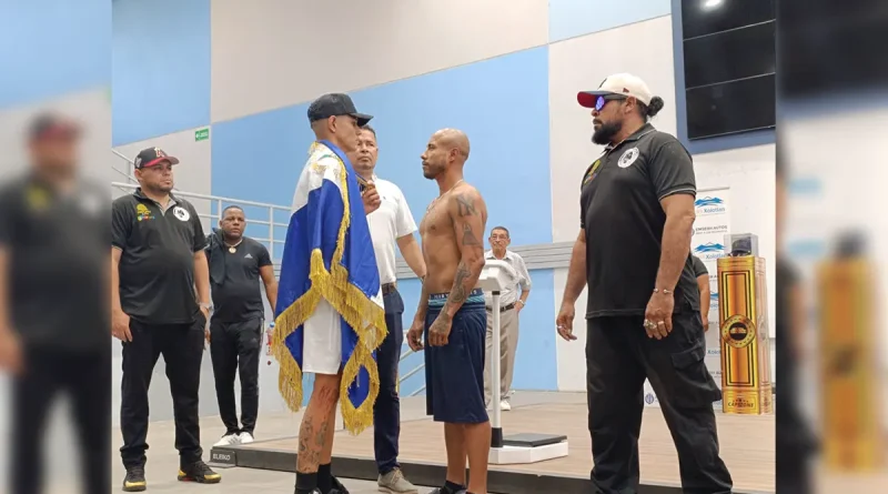 cartelera “Titanes del Ring, pesaje, boxeo, deporte, Polideportivo España,