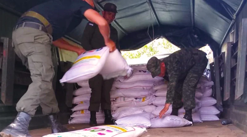 descarga de merienda escolar, distribución de merienda escolar, nicaragua, mateare, managua,