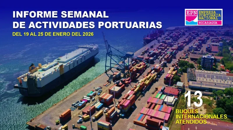 ENP, Nicaragua, actividad portuaria, puertos, buques, enero 2026, comercio, turismo,