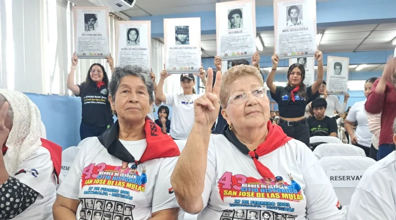juventud sandinista, homenaje, héroes, San José de las mulas, nicaragua, gobierno sandinista,